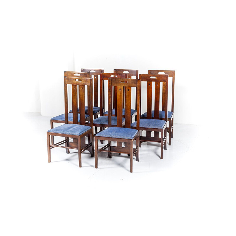 Set of 8 vintage dining chairs Ingram by Charles Rennie Mackintosh for Cassina 1981