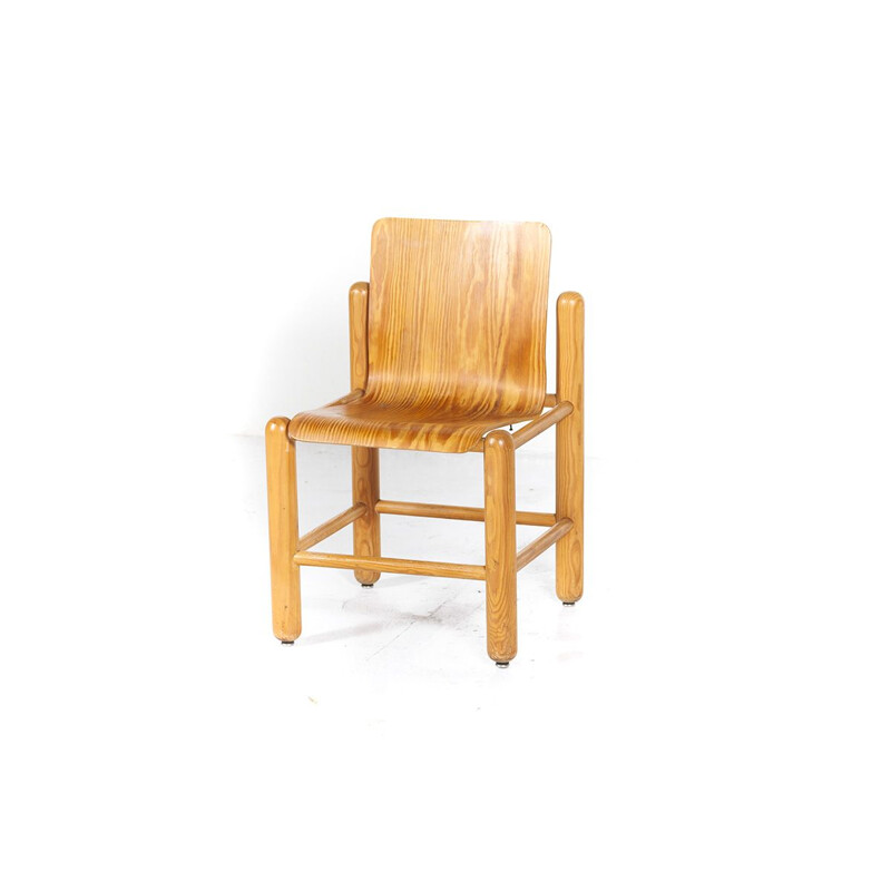 Set of 6 vintage dining chairs Modernist Pine 1960s