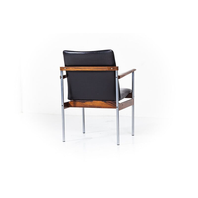 Ensemble de 6 chaises vintage pour Fristo en palissandre et acier noir 1960