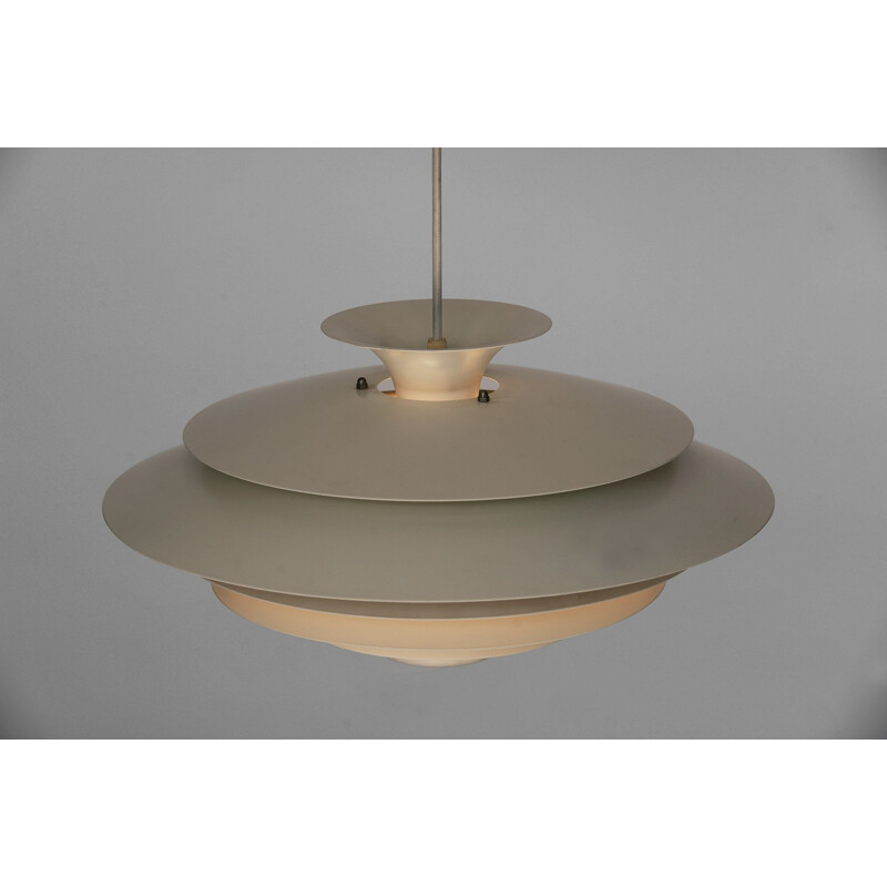 Vintage danish white pendant for Form Light in metal 1970