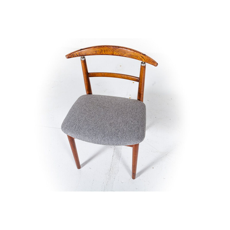 Set of 4 vintage chairs for Sibast in grey fabric and rosewood 1960