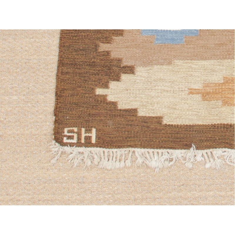 Vintage Scandinavian Rolakan rug in beige wool, 1960s