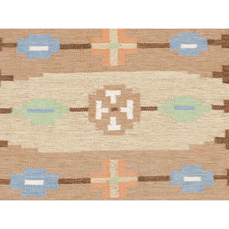 Vintage Scandinavian Rolakan rug in beige wool, 1960s