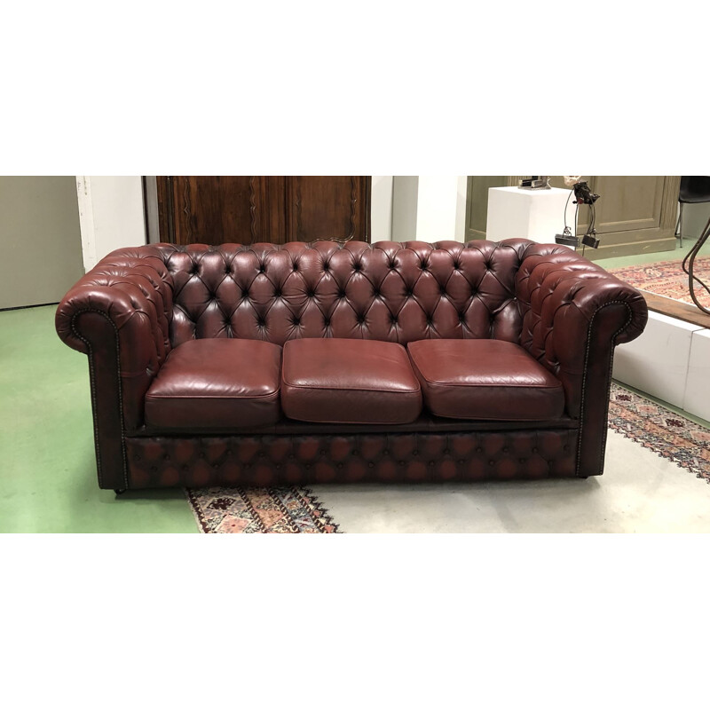 Canapé vintage en cuir rouge 1970