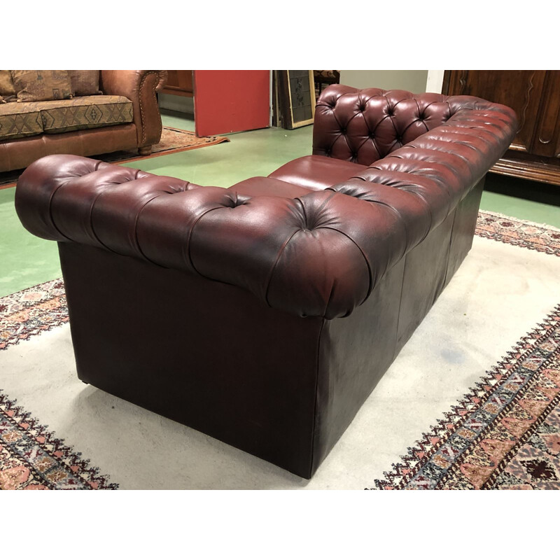 Vintage red leather sofa 1970