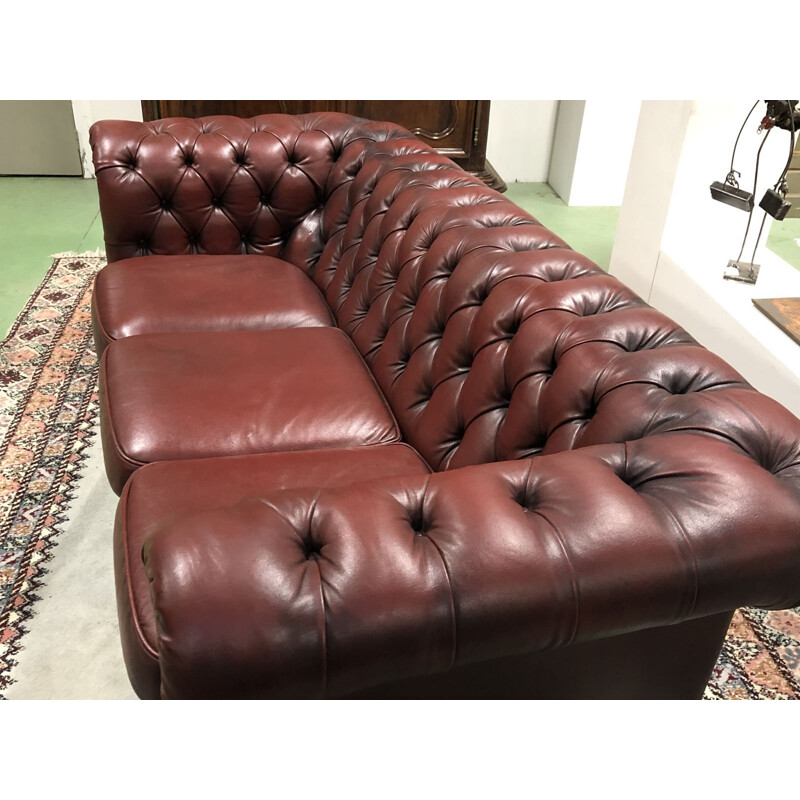 Vintage red leather sofa 1970