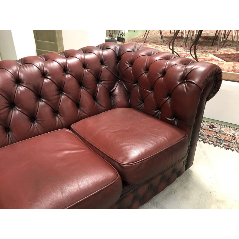 Vintage red leather sofa 1970