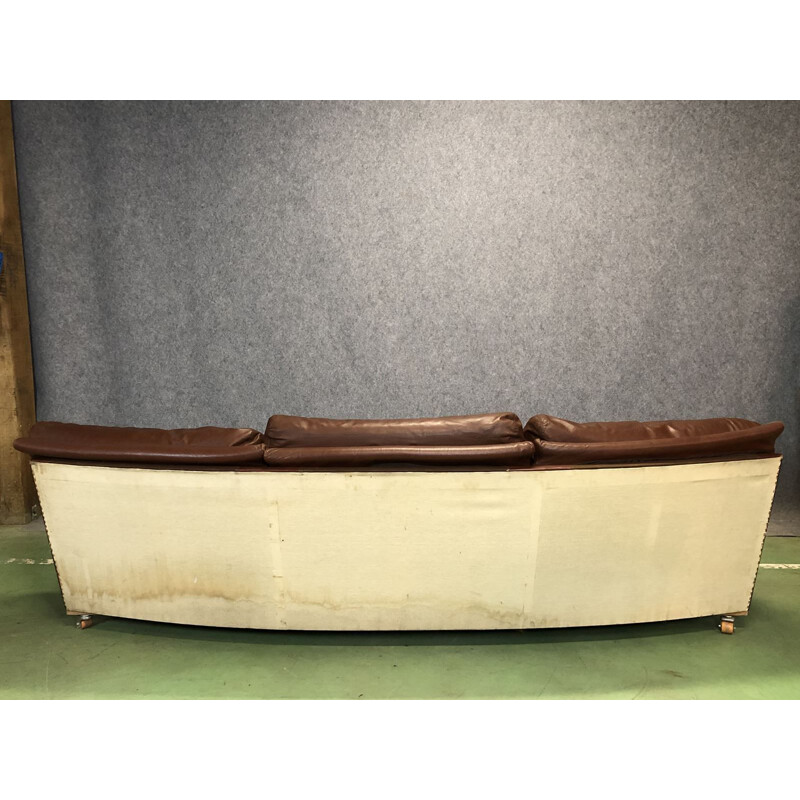 Vintage sofa in brown leather and wood 1970