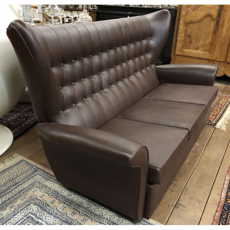 Vintage sofa in brown leatherette 1970