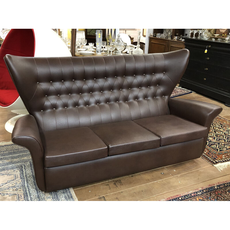 Vintage sofa in brown leatherette 1970