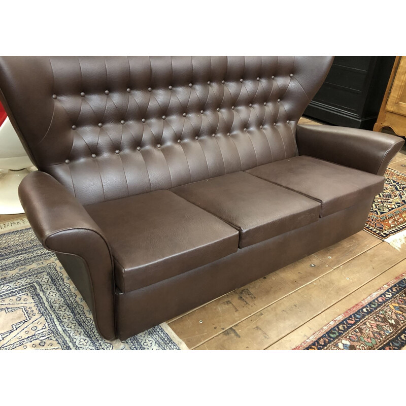 Vintage sofa in brown leatherette 1970