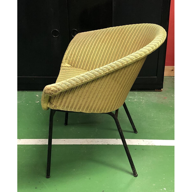 Fauteuil vintage tressé en métal 1970