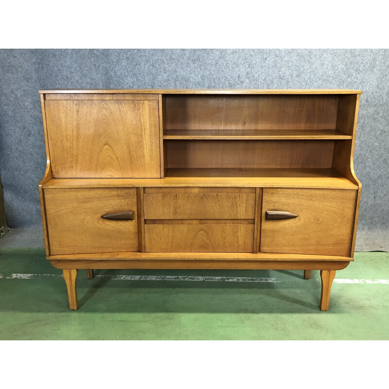 Vintage high sideboard in teak 1970