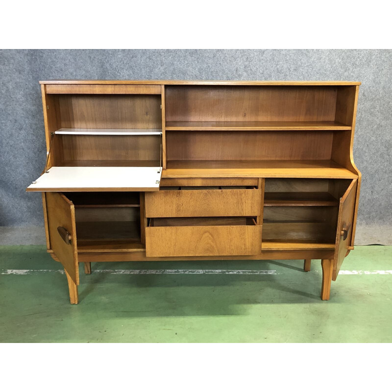 Vintage high sideboard in teak 1970