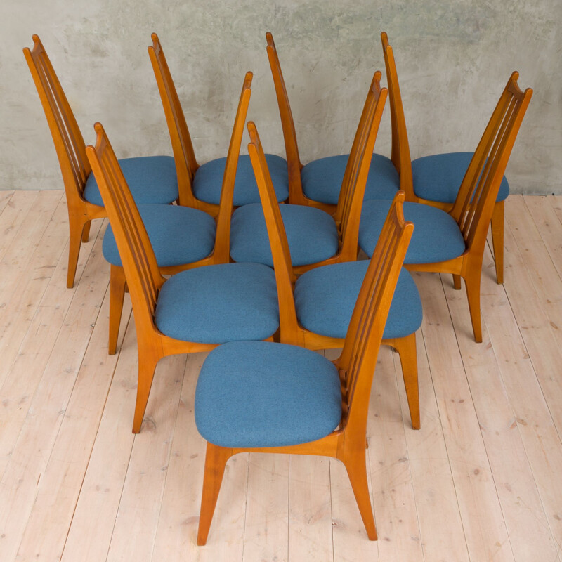 Ensemble de 10 chaises vintage modèle GFM type 228 E. Edmund Homa années 1960