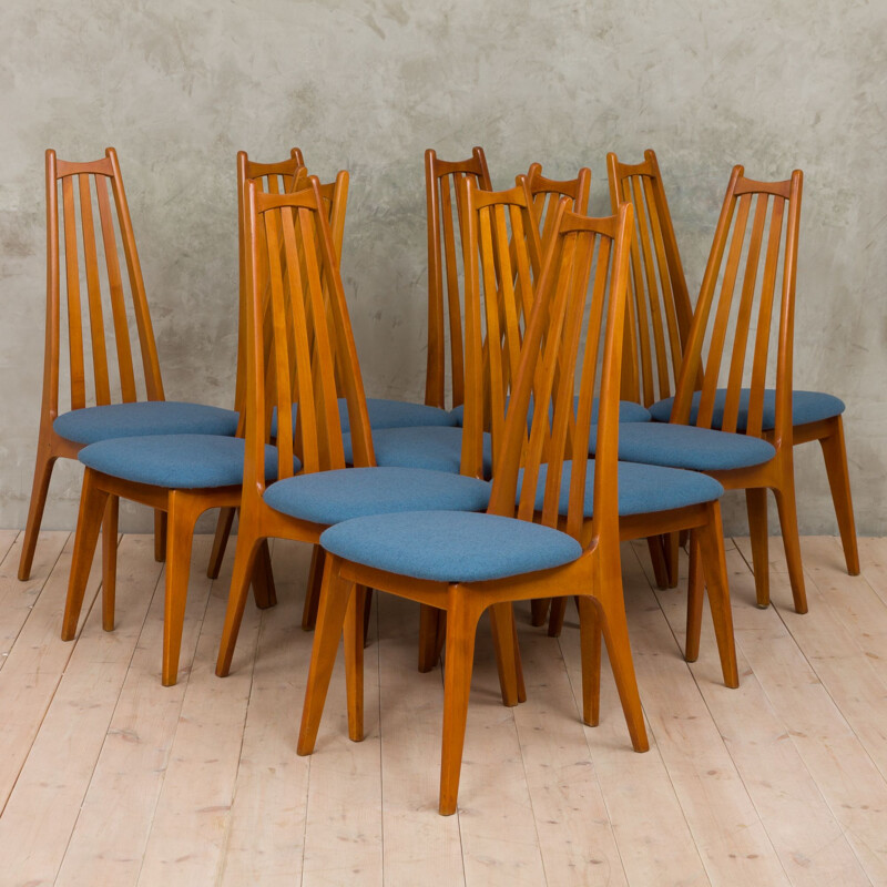 Set of 10 vintage chairs model GFM typ 228 E. by Edmund Homa 1960s