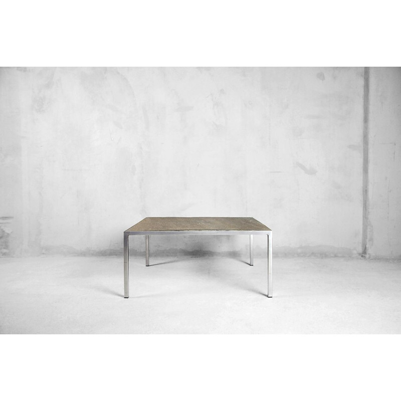 Vintage italian coffee table in metal with stone top 1960s