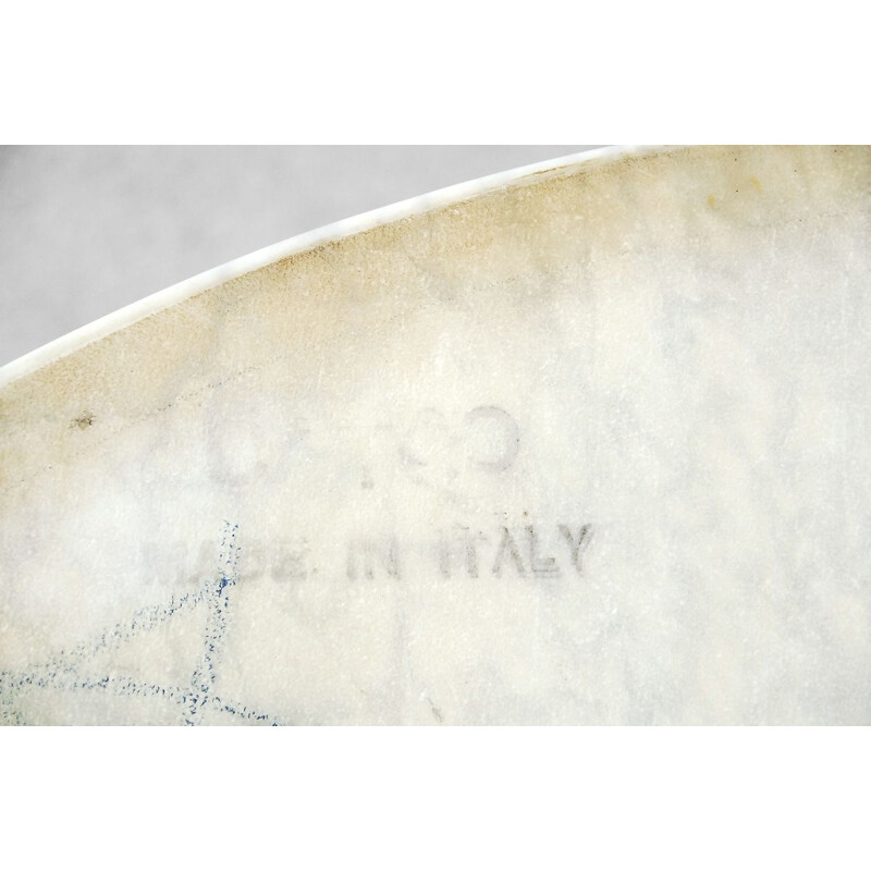 Table basse vintage italienne en marbre blanc 1970