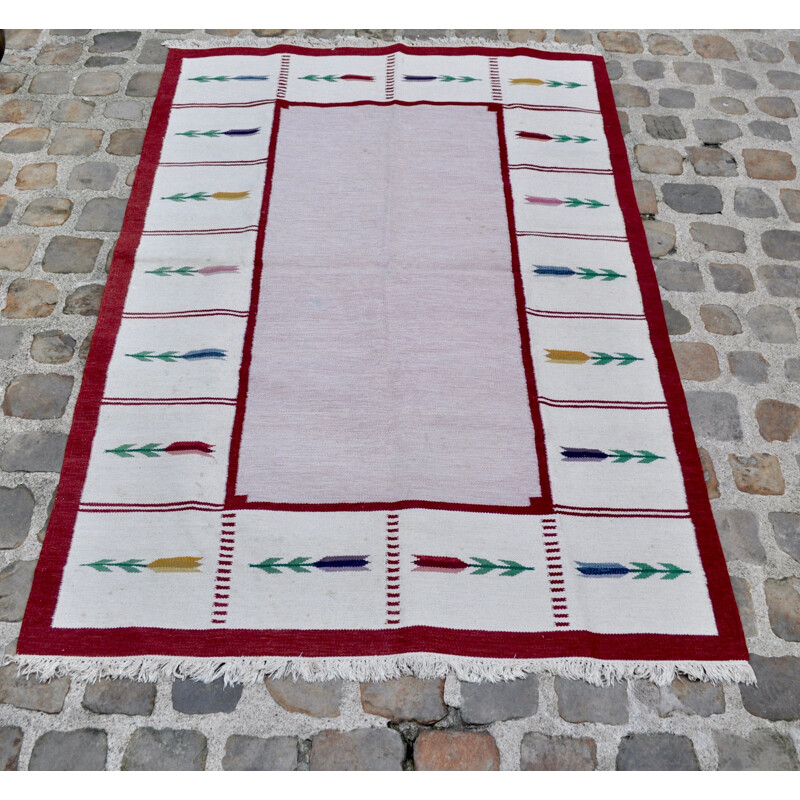 Large scandinavian vintage Rollakan rug in wool 1960