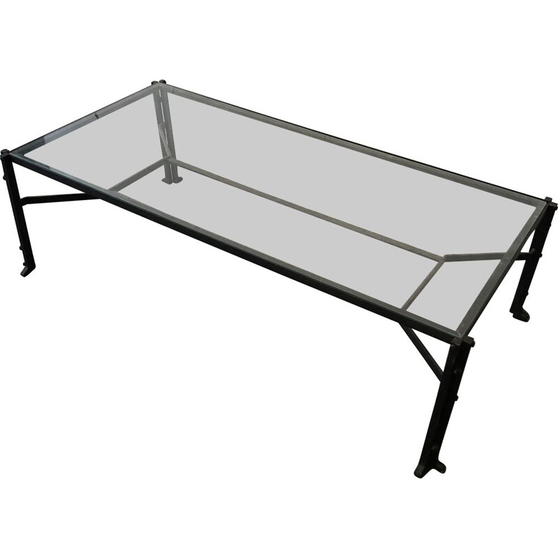 Rectangular coffee table with glass top