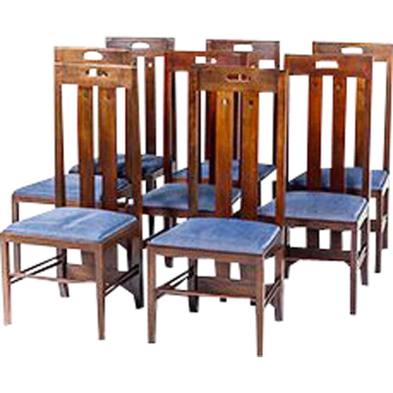 Set of 8 vintage dining chairs Ingram by Charles Rennie Mackintosh for Cassina 1981