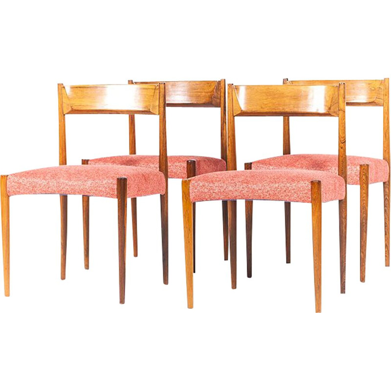 Ensemble de 4 chaises à repas vintage en palissandre danois années 1960 