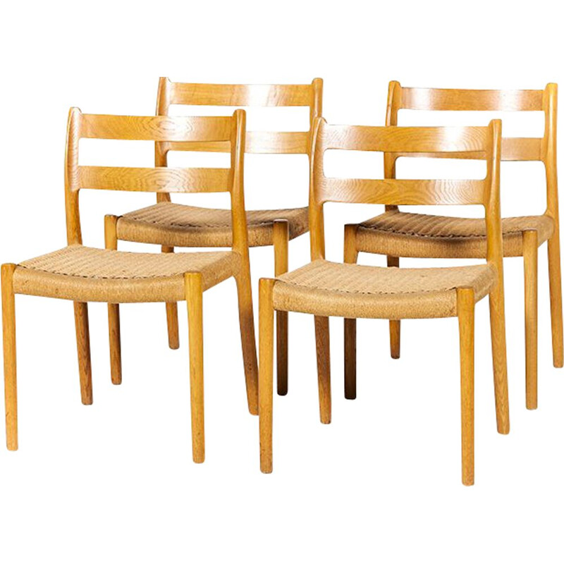 Série de 4 chaises à repas vintage n.84 par Niels Otto Møller pour J.L. Møllers années 1960