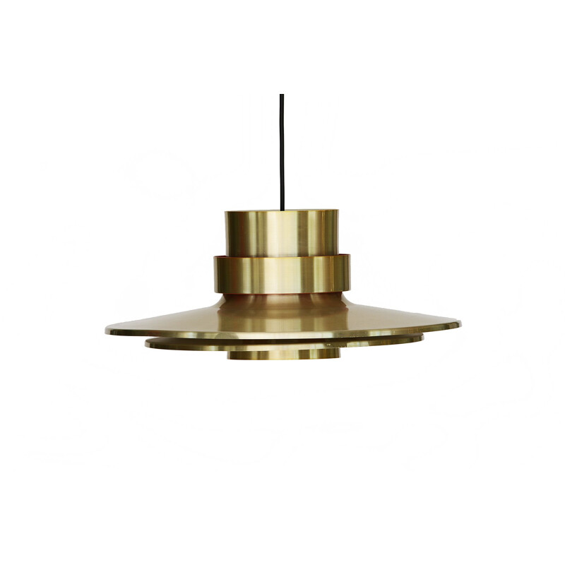 Vintage brass coloured aluminium pendant light for Lyskaer 1970