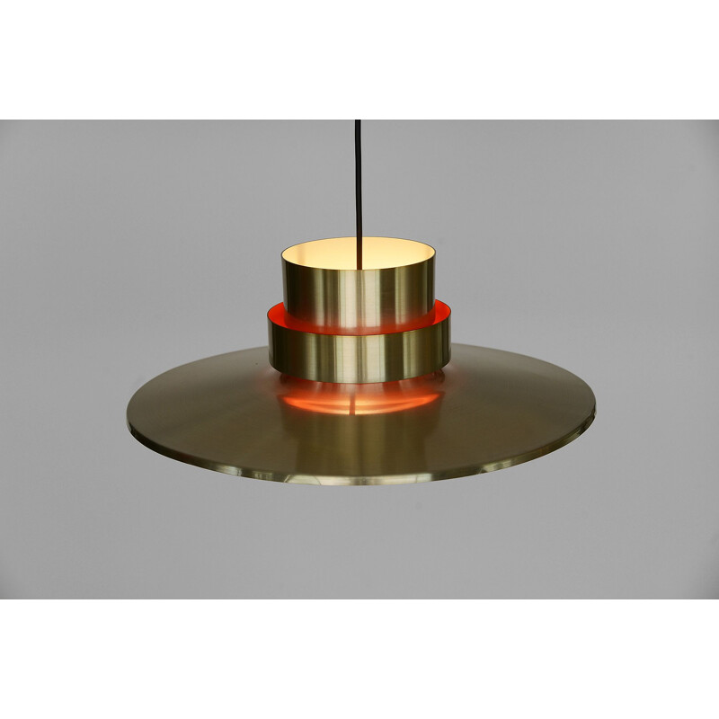 Vintage brass coloured aluminium pendant light for Lyskaer 1970