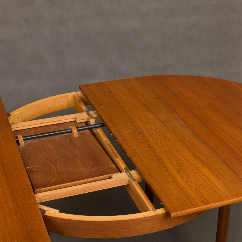 Vintage danish teak table with two hidden leaves 1960