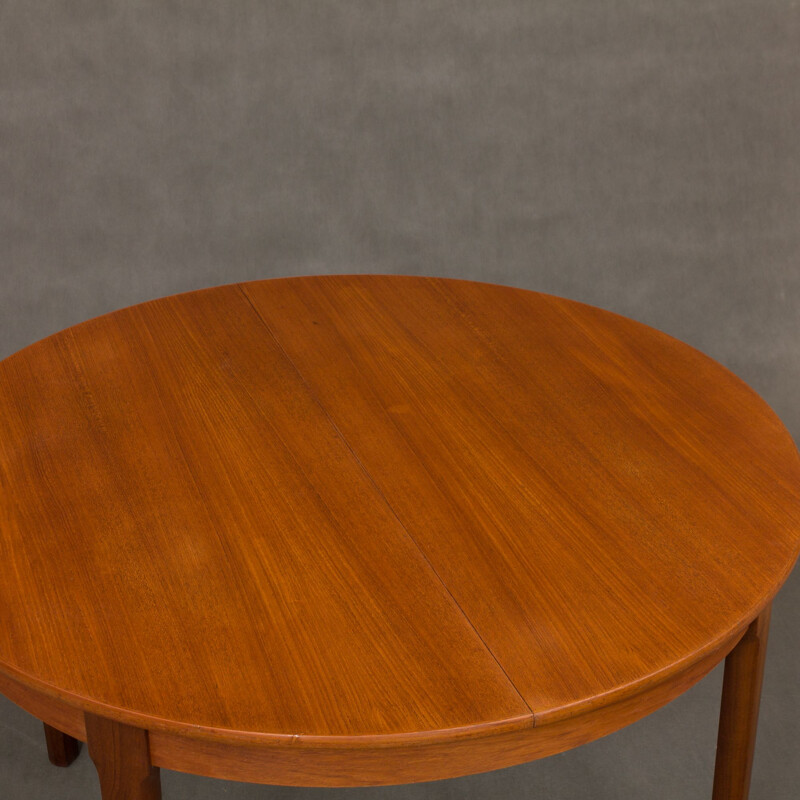 Vintage danish teak table with two hidden leaves 1960