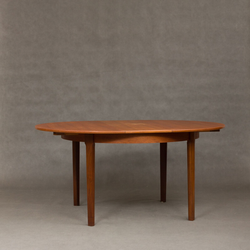 Vintage danish teak table with two hidden leaves 1960