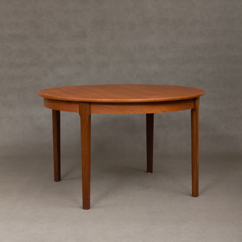 Vintage danish teak table with two hidden leaves 1960