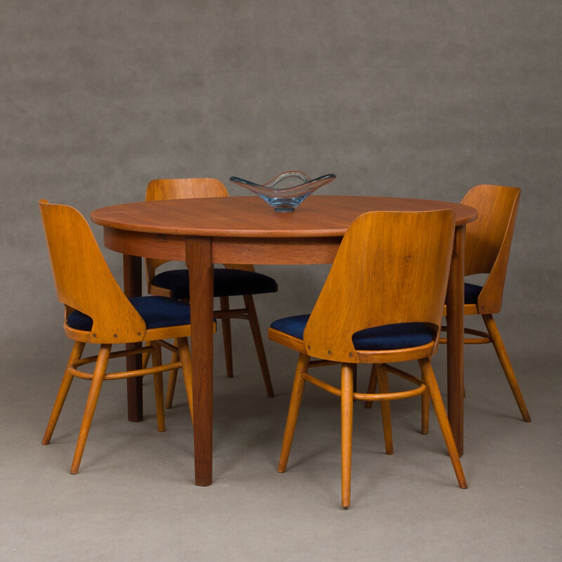 Vintage danish teak table with two hidden leaves 1960