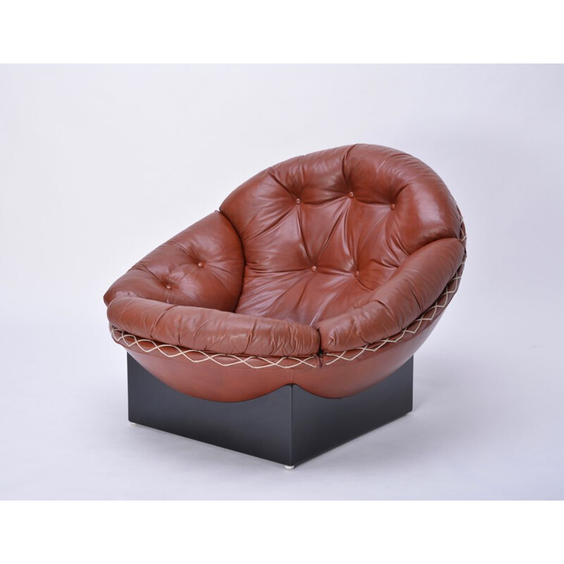 Vintage armchair for Ryesberg in brown leather 1970