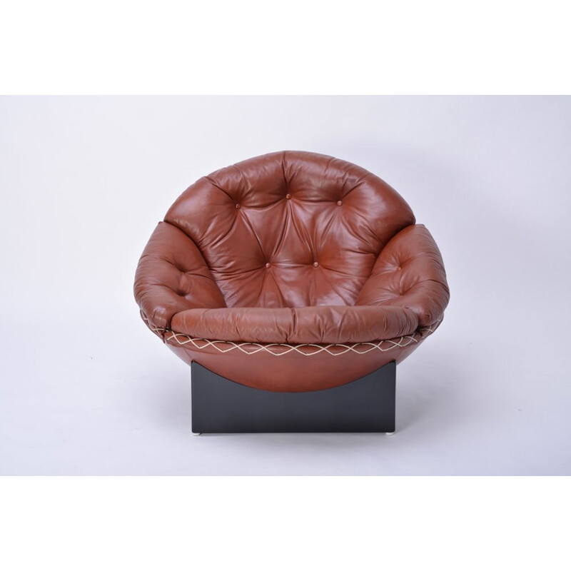 Vintage armchair for Ryesberg in brown leather 1970