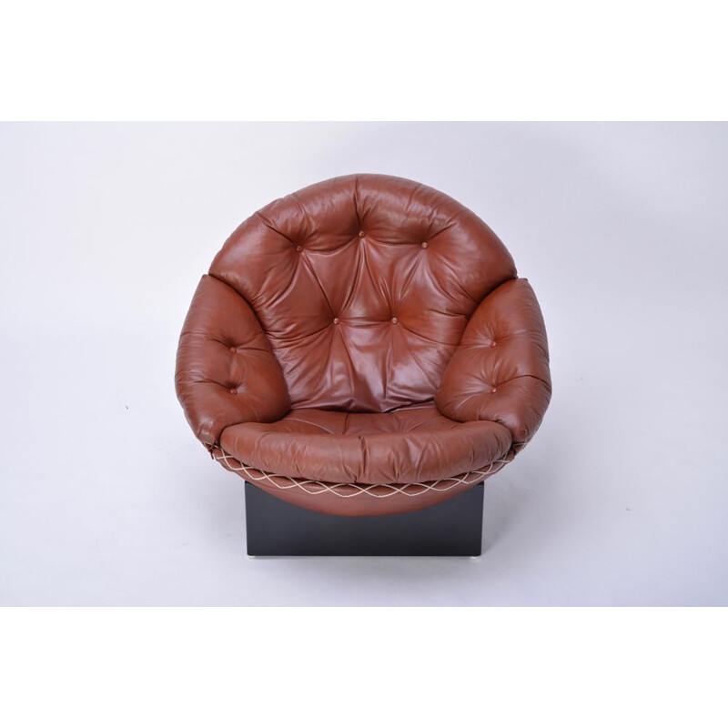 Vintage armchair for Ryesberg in brown leather 1970