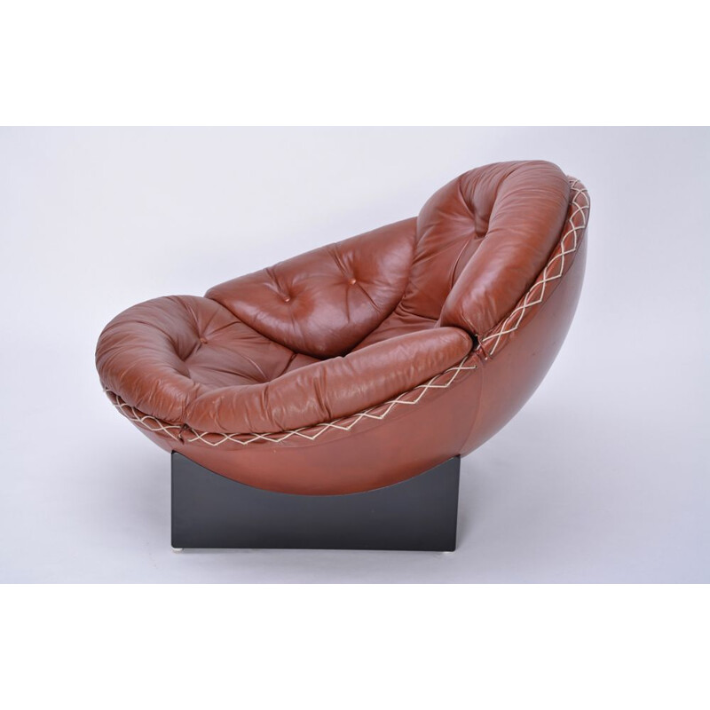 Vintage armchair for Ryesberg in brown leather 1970