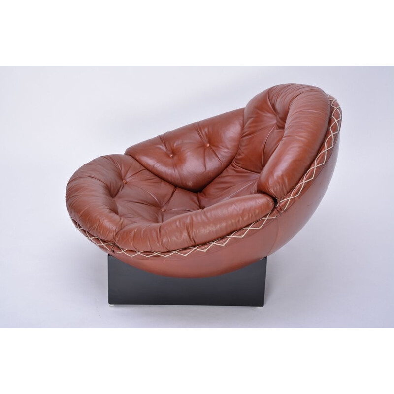 Fauteuil vintage pour Ryesberg en cuir marron 1970