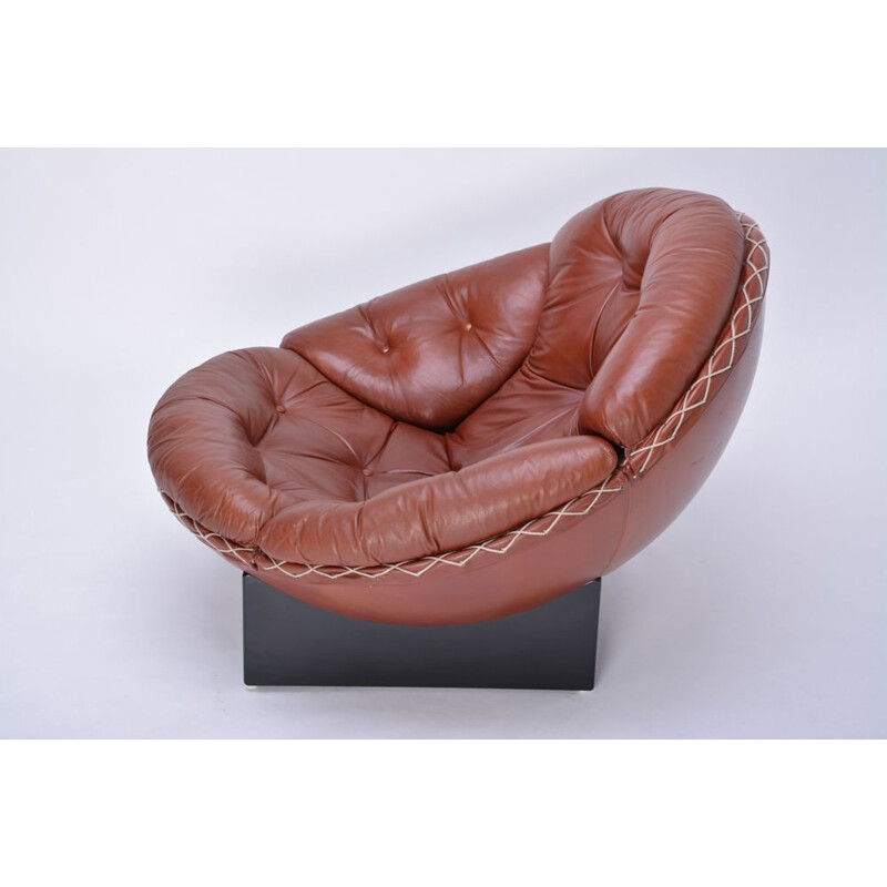 Vintage armchair for Ryesberg in brown leather 1970