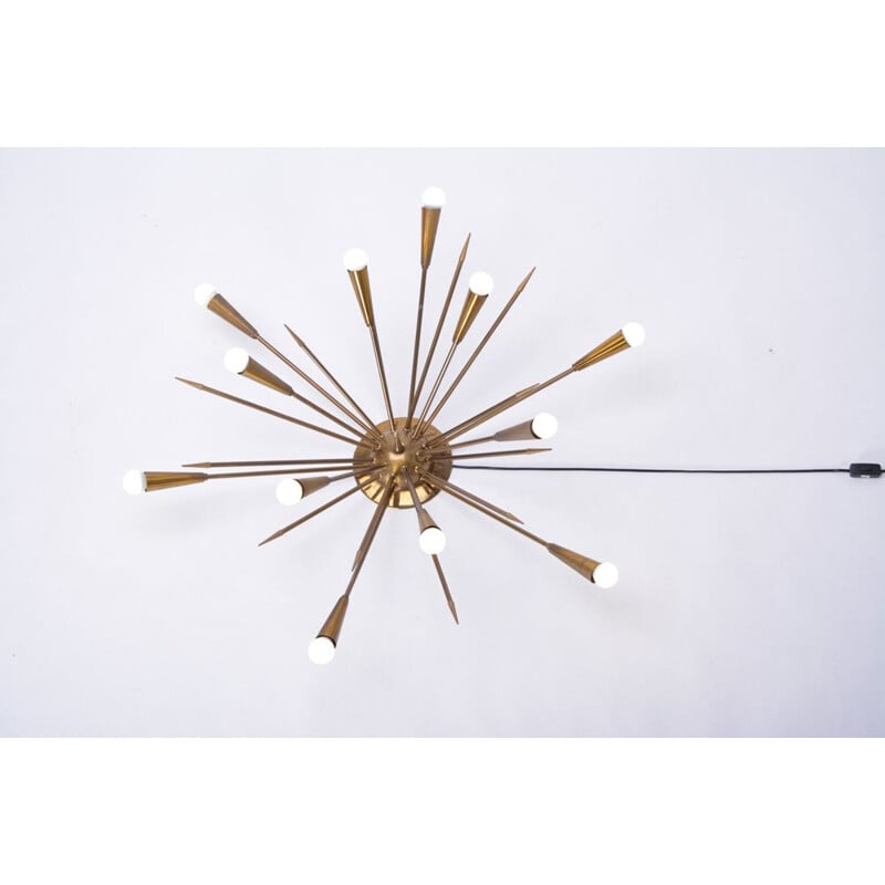 Vintage italian Sputnik hanging lamp in brass 1950