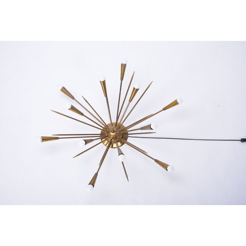 Vintage italian Sputnik hanging lamp in brass 1950