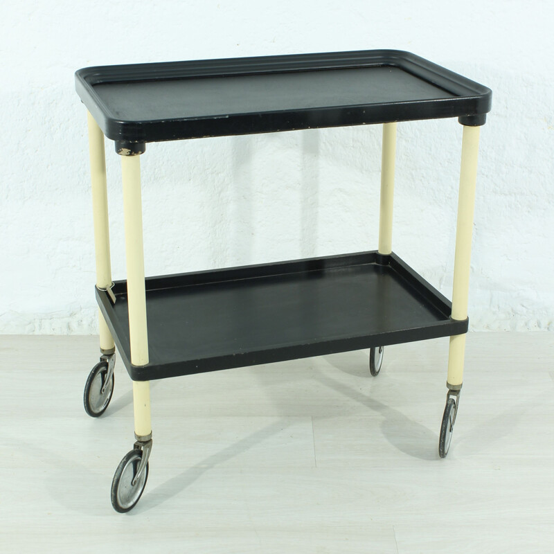 Vintage german serving cart in beechwood and plywood 1970