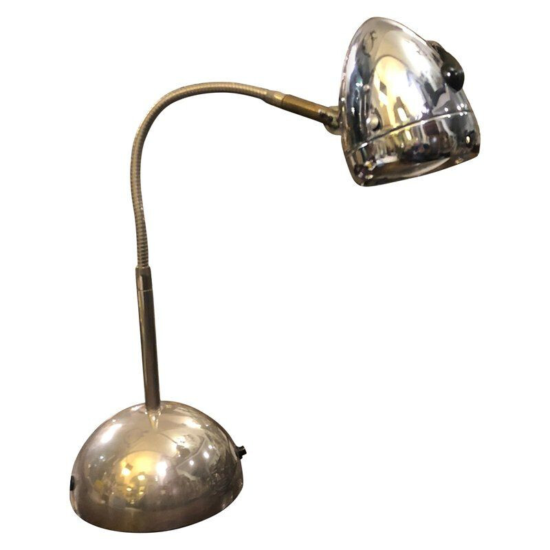 Vintage italian lamp by Catellani & Smith in silvered steel 1990