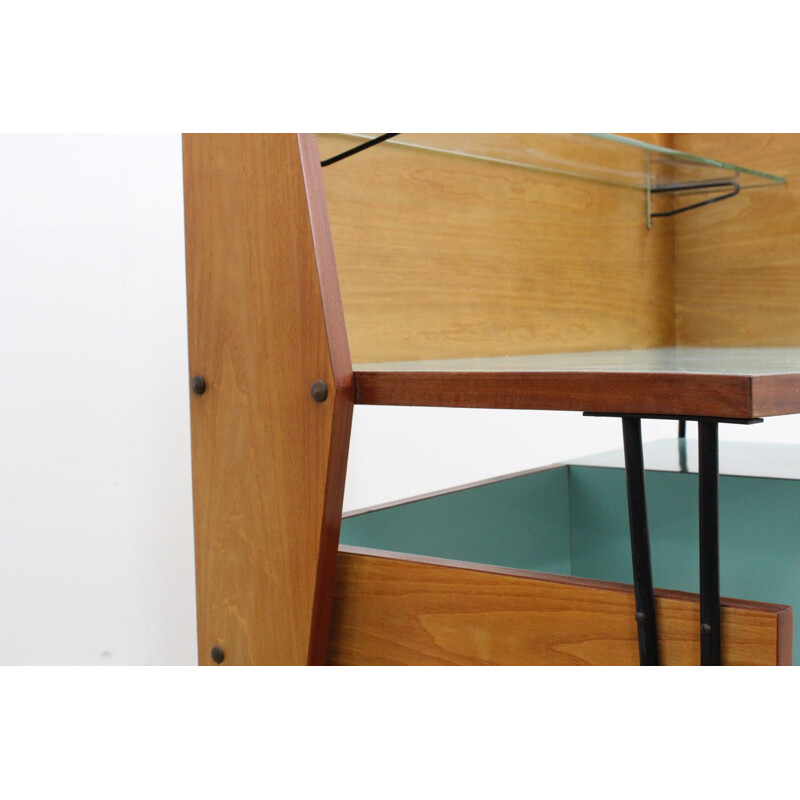 Vintage italian writing desk in wood and formica 1950