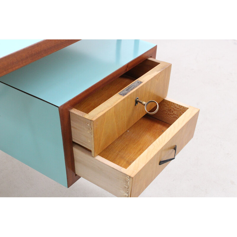 Vintage italian writing desk in wood and formica 1950