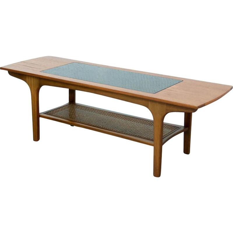 Vintage scandinavian coffee table in glass and teak 1960