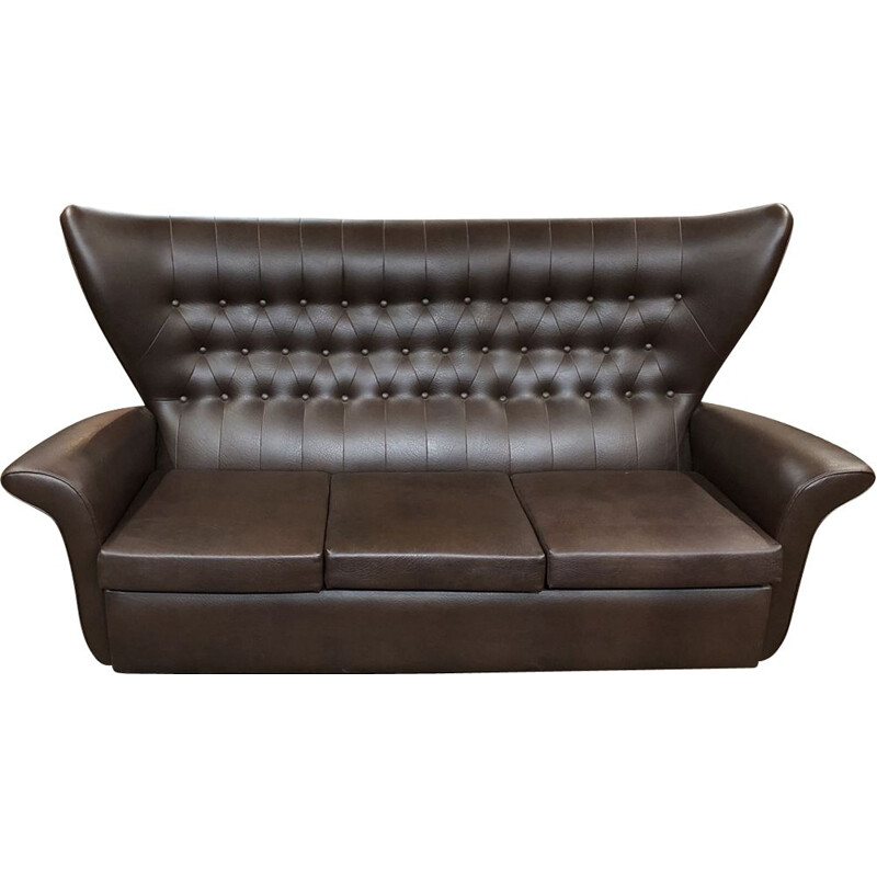 Vintage sofa in brown leatherette 1970