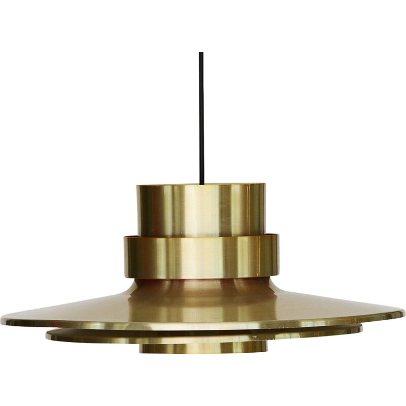 Vintage brass coloured aluminium pendant light for Lyskaer 1970