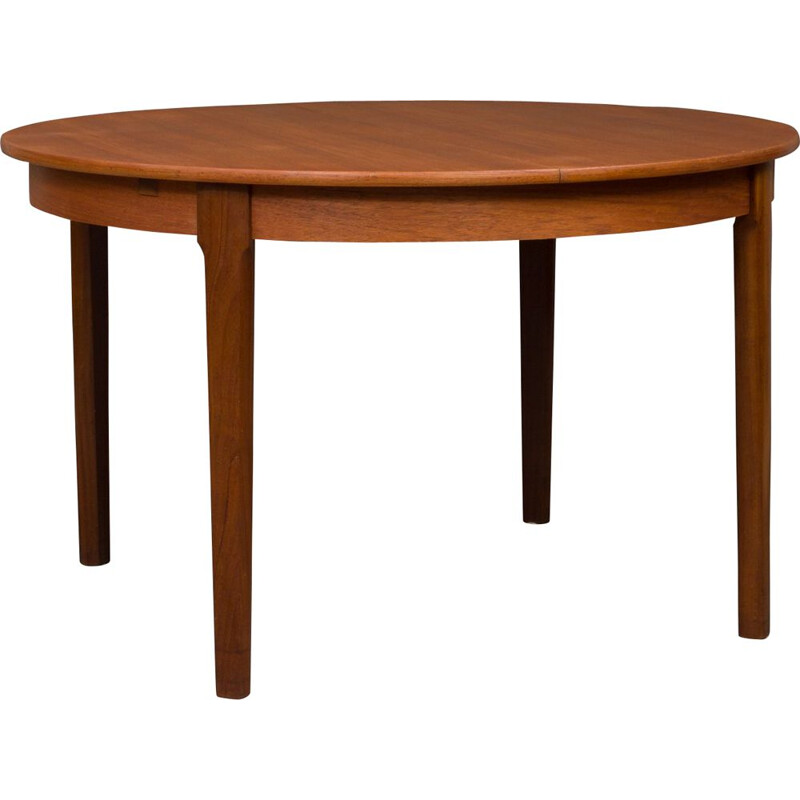 Vintage danish teak table with two hidden leaves 1960